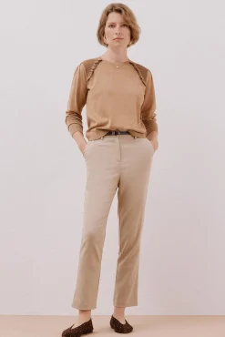 Cortefiel Camisolas-Jersey com acabamento em babados Tostado