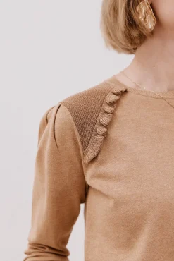 Cortefiel Camisolas-Jersey com acabamento em babados Tostado