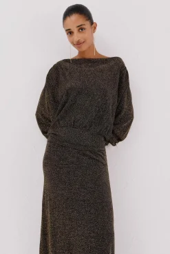 Cortefiel Camisolas-Jersey cuello drapeado. Dourado