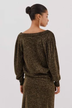 Cortefiel Camisolas-Jersey cuello drapeado. Dourado