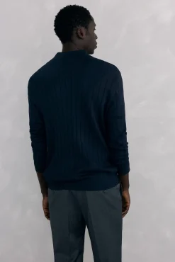 Pedro del Hierro Camisolas-Jersey de caxemira de seda e algodão estruturado premium Preto