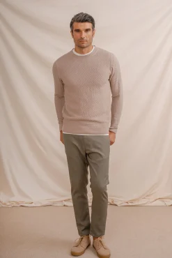 Celopman Camisolas-Jersey de malha estruturada bege