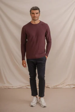 Celopman Camisolas-Jersey de malha estruturada vermelho