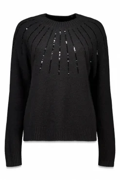 Cortefiel Camisolas-Jersey delantero lentejuelas. Preto