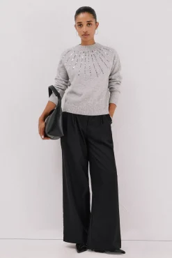 Cortefiel Camisolas-Jersey delantero lentejuelas. Cinzento