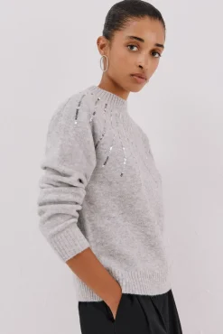 Cortefiel Camisolas-Jersey delantero lentejuelas. Cinzento