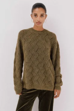 Cortefiel Camisolas-Jersey delantero lentejuelas. Verde