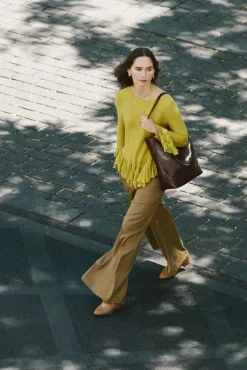 Cortefiel Camisolas-Jersey fino com babados. Verde