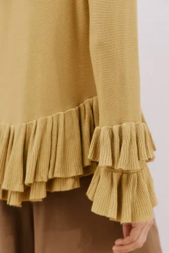 Cortefiel Camisolas-Jersey fino com babados. Verde