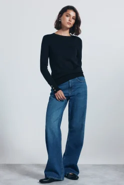 Springfield Camisolas-Jersey fino com botões e punhos preto