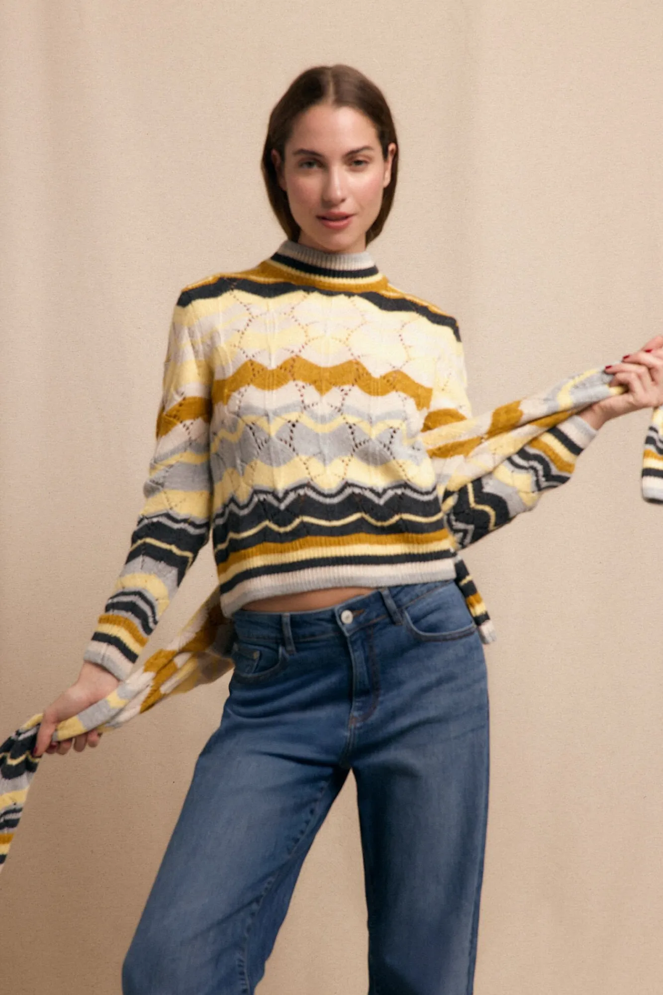 Slowlove Camisolas-Jersey ondas multicolor Amarelo