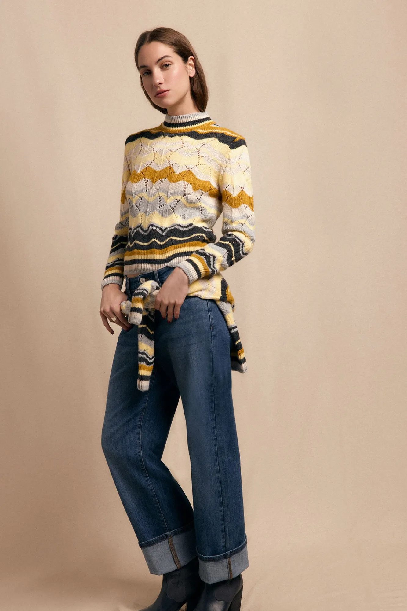 Slowlove Camisolas-Jersey ondas multicolor Amarelo