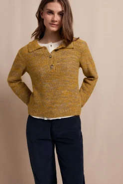 Slowlove Camisolas-Jersey polo jaspeado Dourado