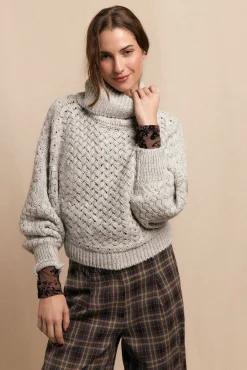 Slowlove Camisolas-Jersey punto cesta Cinzento