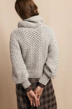 Slowlove Camisolas-Jersey punto cesta Cinzento