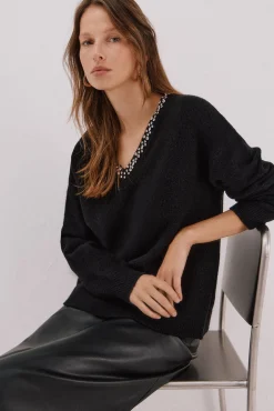 Cortefiel Camisolas-Jersey punto joyas Preto