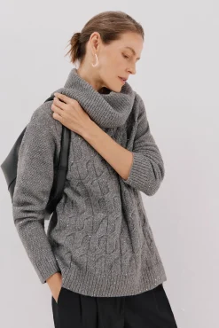 Cortefiel Camisolas-Jersey punto lentejuelas Cinzento