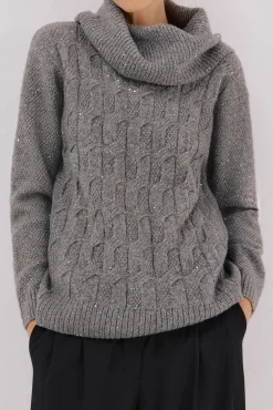 Cortefiel Camisolas-Jersey punto lentejuelas Cinzento