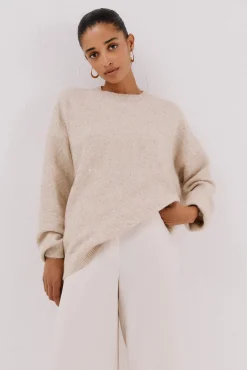 Cortefiel Camisolas-Jersey punto lentejuelas Tostado