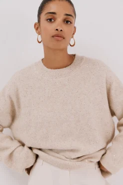 Cortefiel Camisolas-Jersey punto lentejuelas Tostado