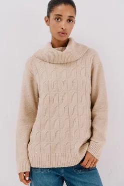 Cortefiel Camisolas-Jersey punto lentejuelas Tostado