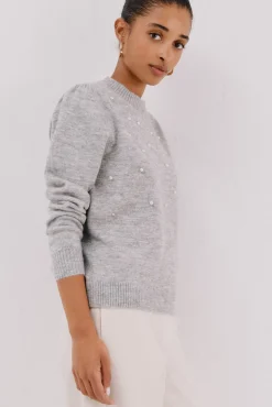 Cortefiel Camisolas-Jersey punto perlas Cinzento