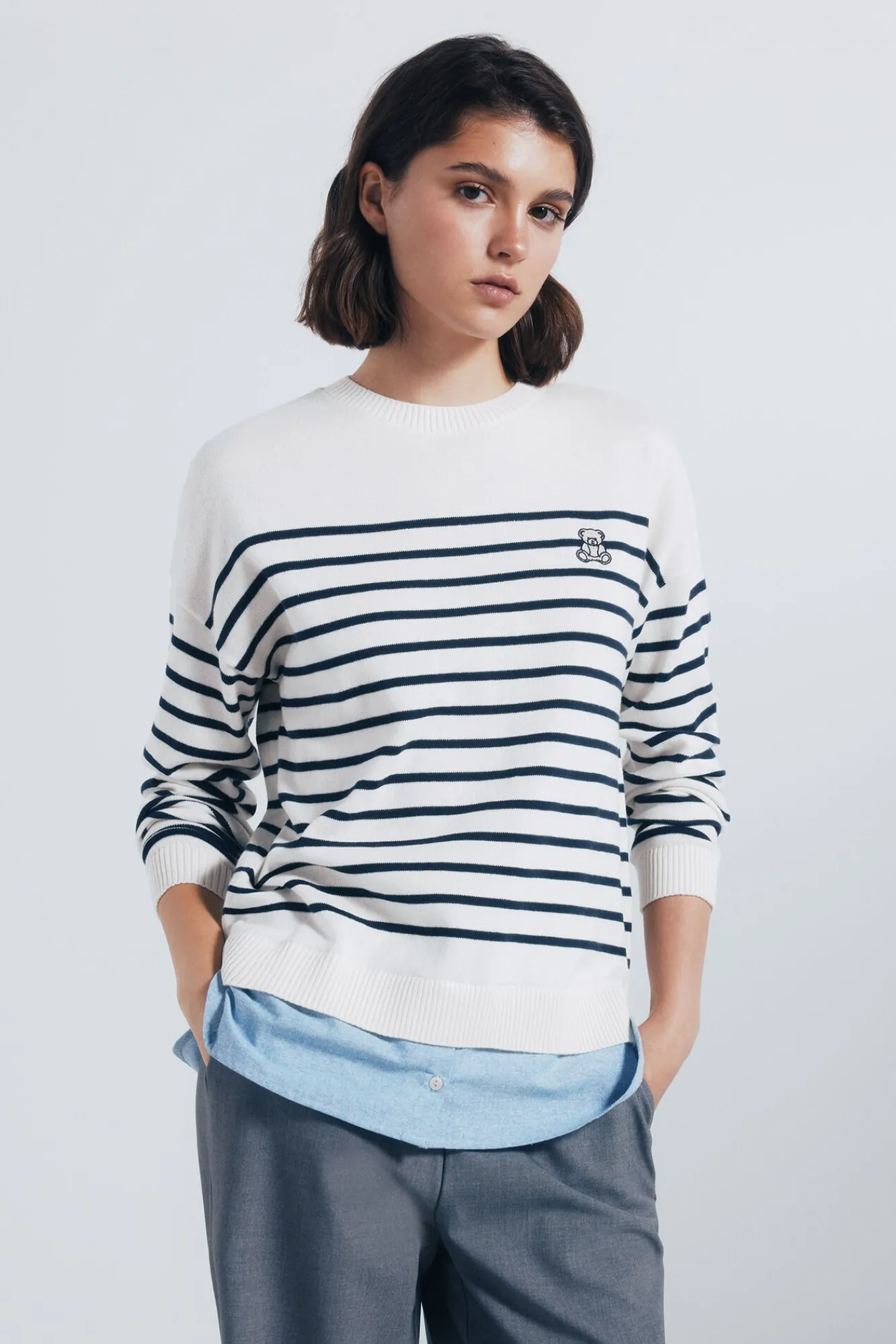 Springfield Camisolas-Jersey riscas combinado com bordado vison