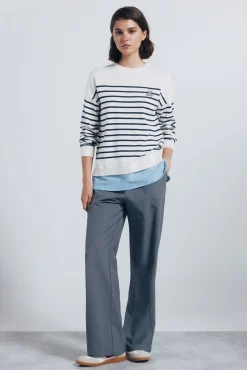 Springfield Camisolas-Jersey riscas combinado com bordado vison