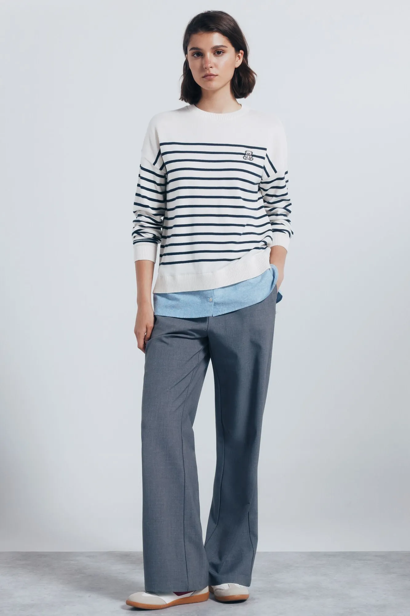 Springfield Camisolas-Jersey riscas combinado com bordado vison