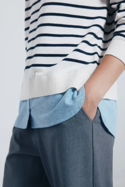 Springfield Camisolas-Jersey riscas combinado com bordado vison