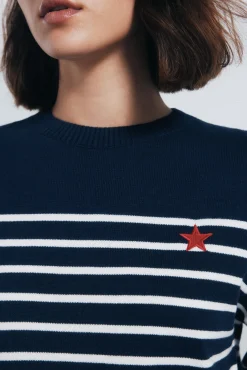 Springfield Camisolas-Jersey riscas combinado com bordado azul