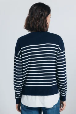 Springfield Camisolas-Jersey riscas combinado com bordado azul