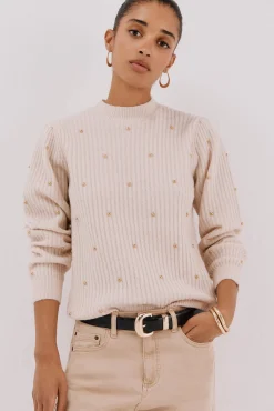 Cortefiel Camisolas-Jersey tachas doradas Tostado