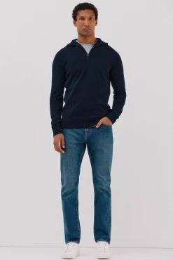 Cortefiel Camisolas-Lã de cordeiro com gola aberta Azul