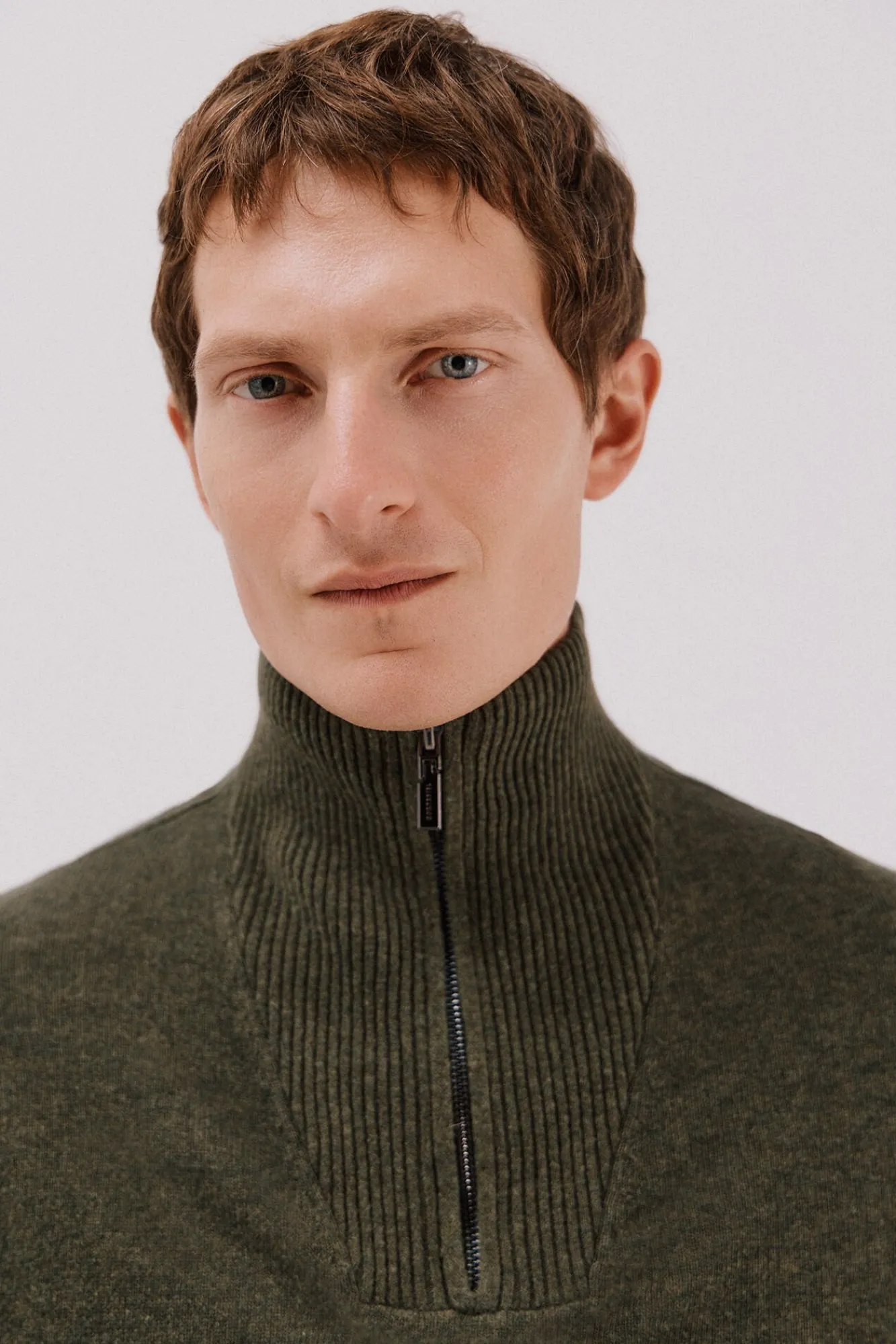 Cortefiel Camisolas-Lã de cordeiro com gola aberta Verde