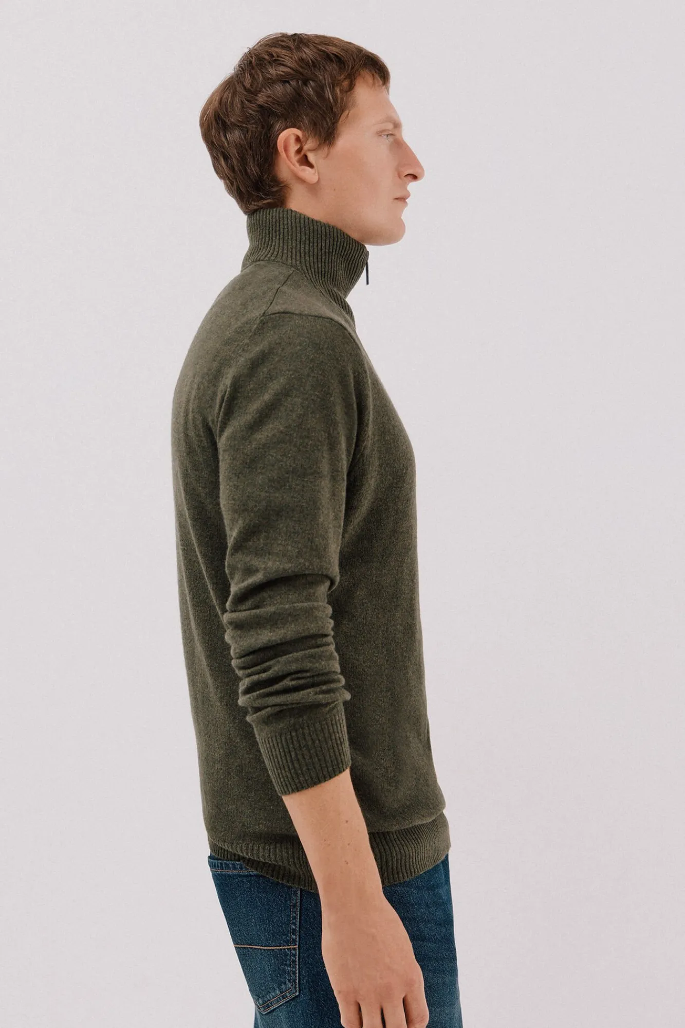 Cortefiel Camisolas-Lã de cordeiro com gola aberta Verde