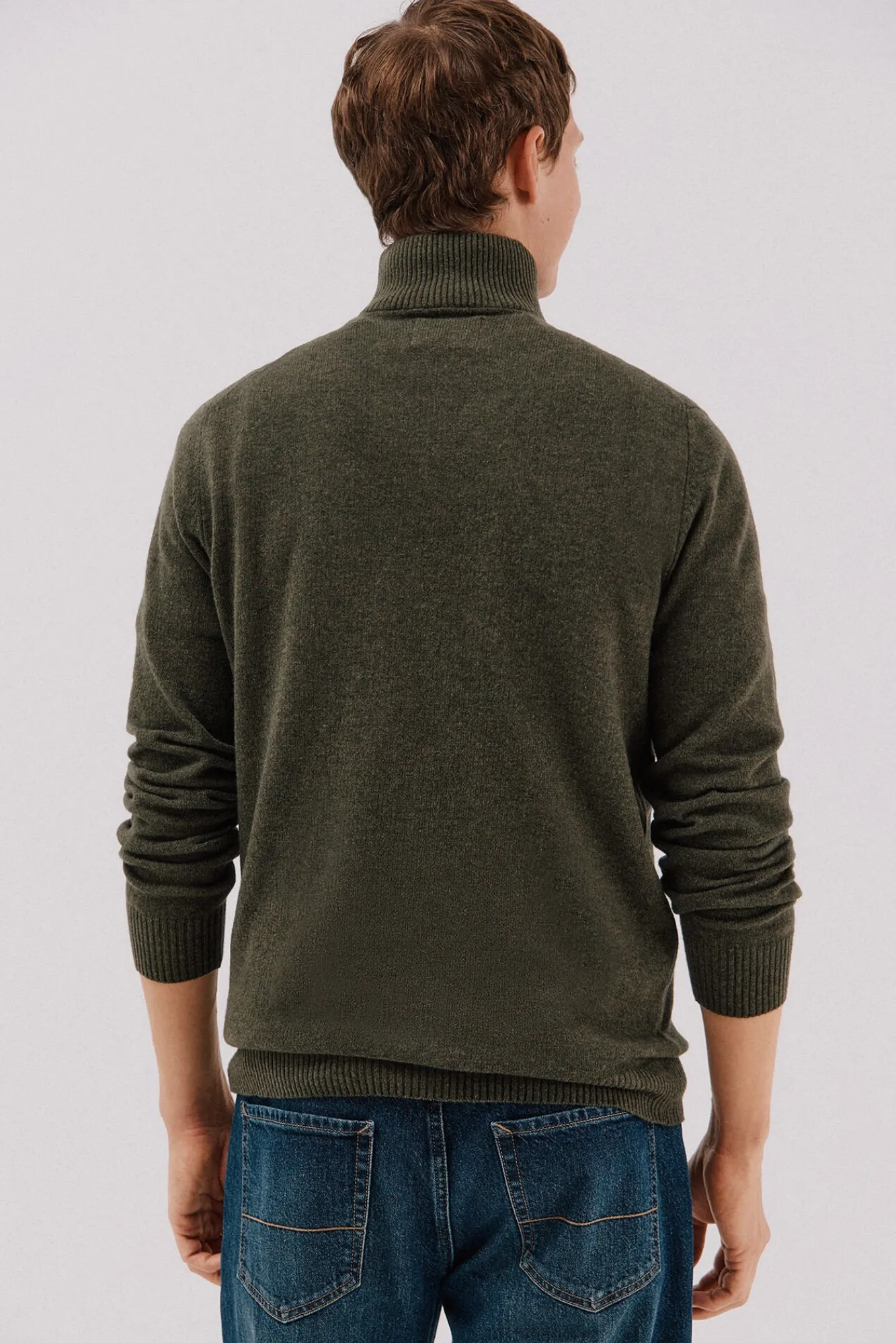 Cortefiel Camisolas-Lã de cordeiro com gola aberta Verde