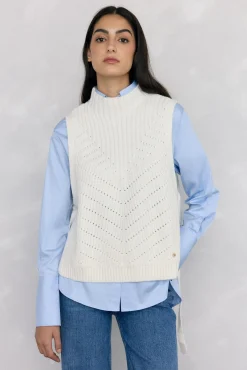 Pedro del Hierro Camisolas-laçada de Colete com malha Ecru