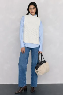 Pedro del Hierro Camisolas-laçada de Colete com malha Ecru