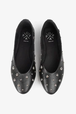 Popa Sabrinas|Calçado De Couro-Lady Etoile Dançarina Cravejada Preto