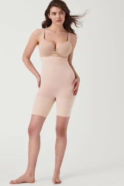 Spanx Roupa Interior-Lange Shorts mit hohem Bund Nude. cru
