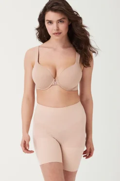 Spanx Roupa Interior-Lange Shorts mittlere Kompression Nude cru