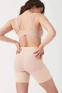 Spanx Roupa Interior-Lange Shorts mittlere Kompression Nude cru