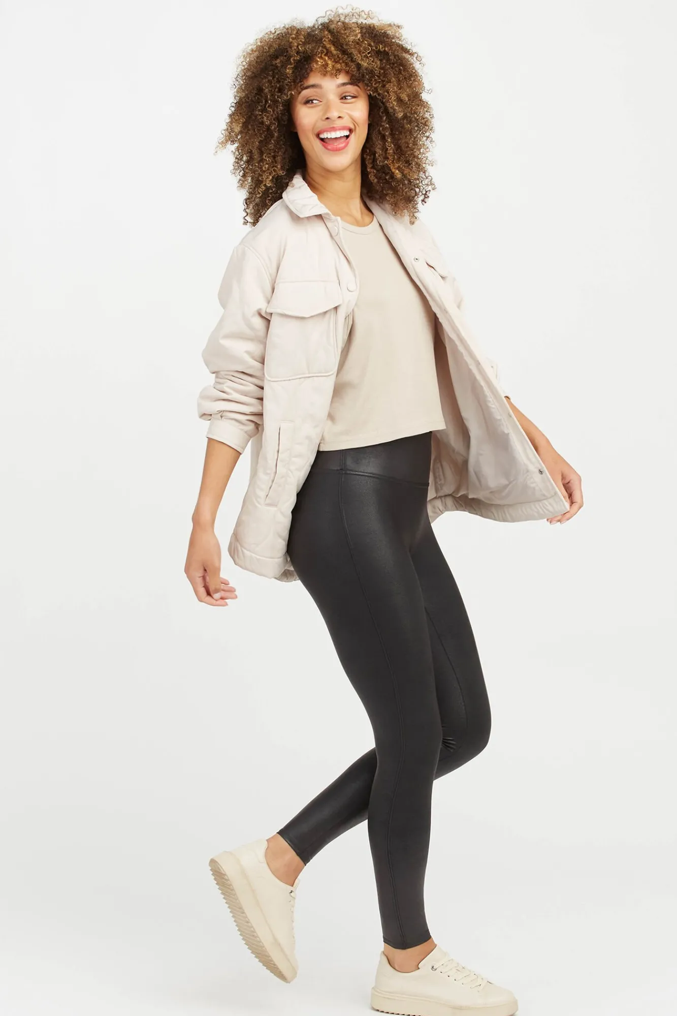 Spanx Calças-Leggins reductores efecto cuero preto