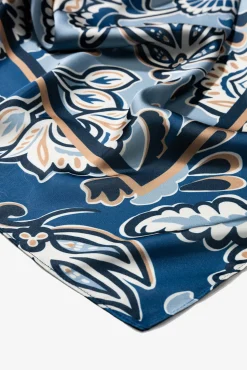 Vilanova Cachecol-Lenço de cetim com estampado floral Azul