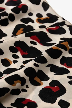 Vilanova Cachecol-Lenço de cetim com estampado animal Tostado