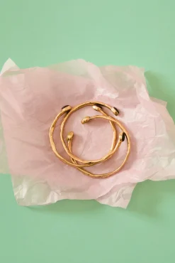 Hoss Intropia Joalharia E Bijuteria-Leslie. Pulseira de pedra banhada a ouro Castanho