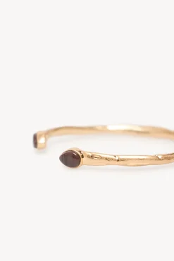 Hoss Intropia Joalharia E Bijuteria-Leslie. Pulseira de pedra banhada a ouro Castanho