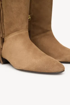 Hoss Intropia Saltos|Botas-Lola. Botas de croute com franjas Beige