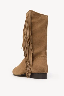 Hoss Intropia Saltos|Botas-Lola. Botas de croute com franjas Beige